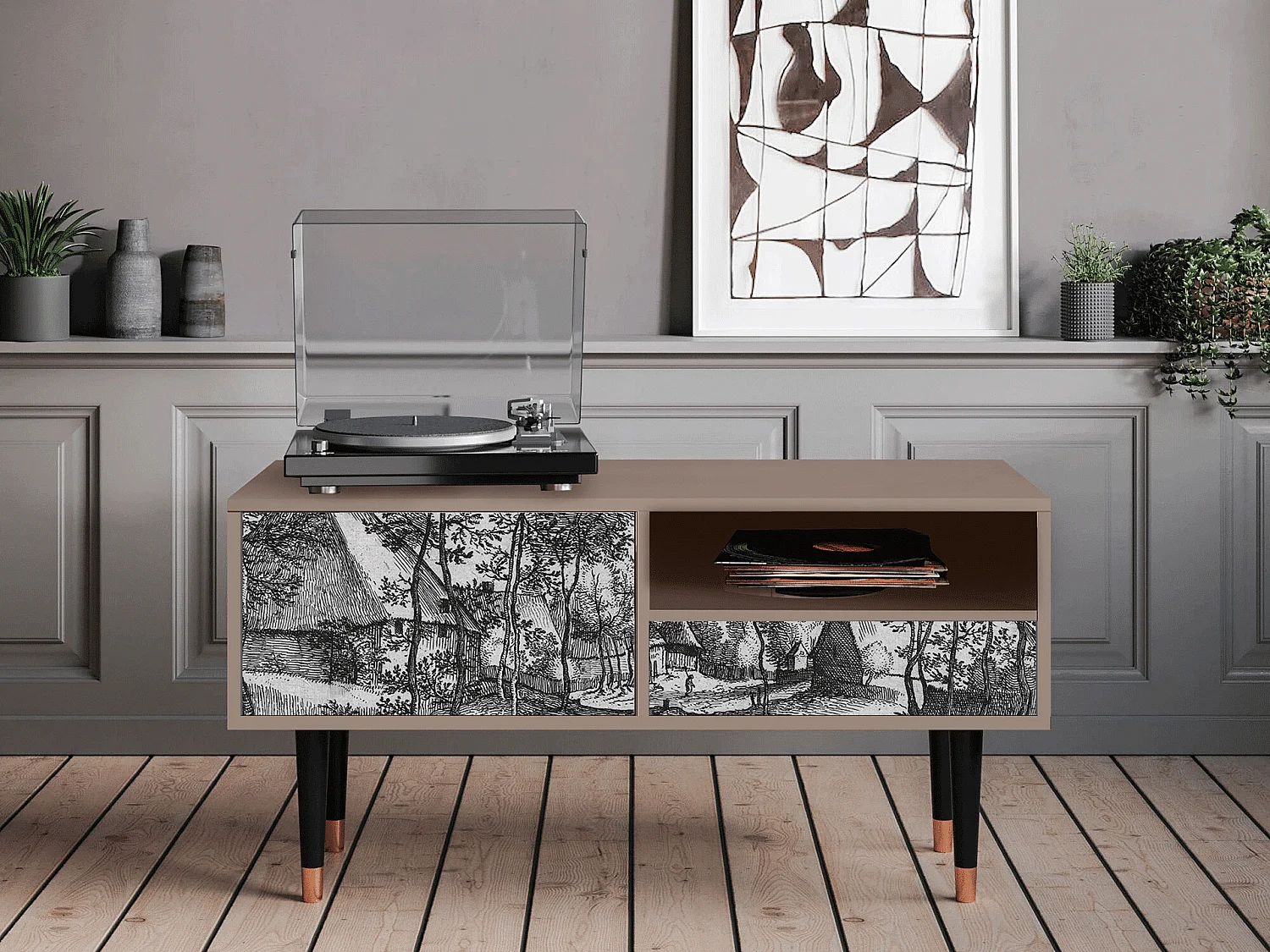 TV-meubel - 115х59х48 cm - T3 - Village Road, Latte