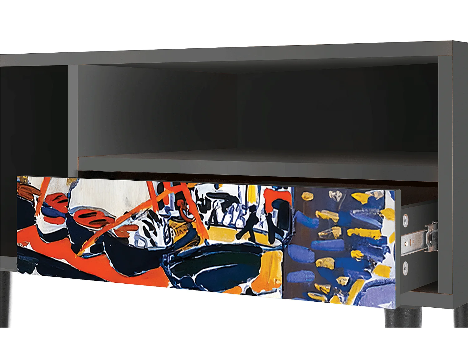 Szafka RTV - 115х59х48 cm - T3 - Le Séchage des voiles , Antracyt