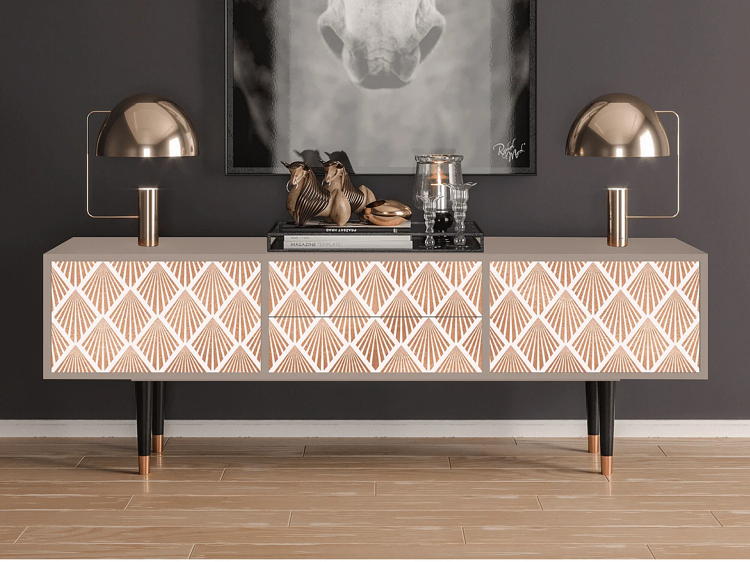 Mobile TV - 170х59х48 cm - T4 - Pastel Sunrise, Latte