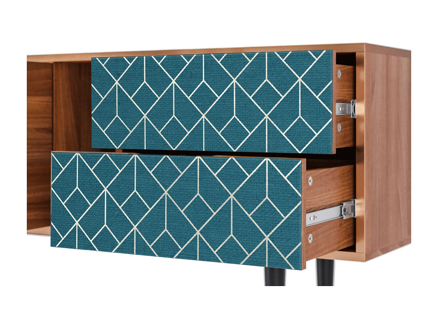 Meuble TV - 170х69х48 cm - T1 - Turquoise Geometry, Noyer