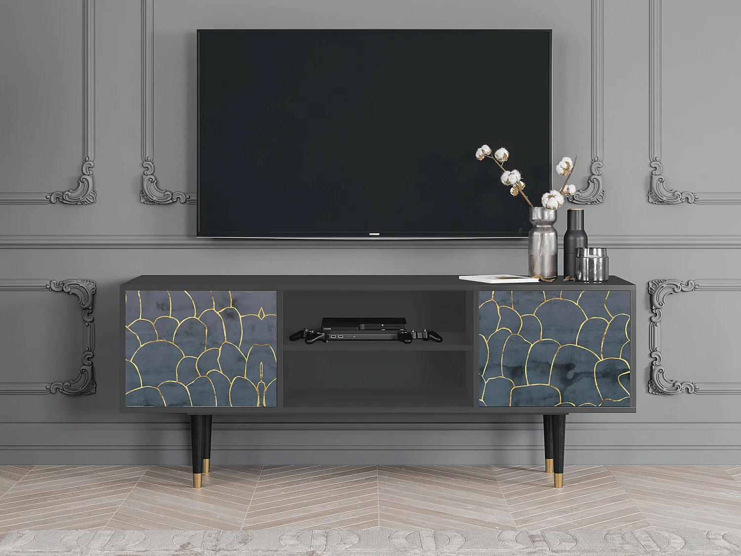 Meuble TV - 170х69х48 cm - T2 - Blue Lagoon, Anthracite