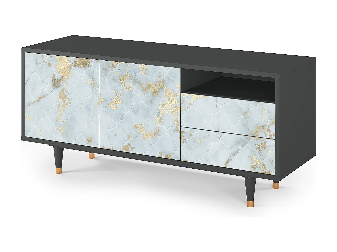 Meuble TV - 125х56х41 cm - T7 - Golden Waves, Anthracite