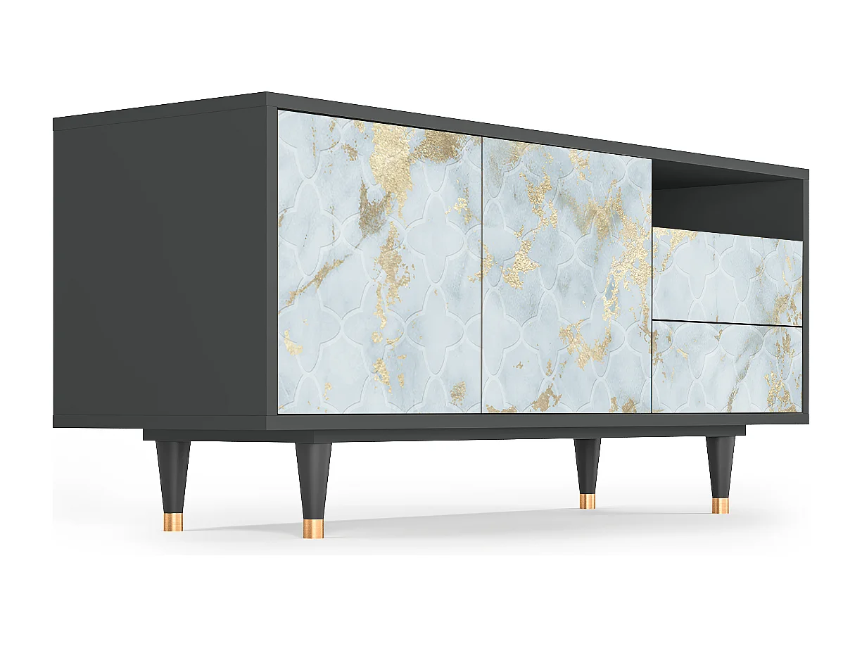 Meuble TV - 125х56х41 cm - T7 - Golden Waves, Anthracite