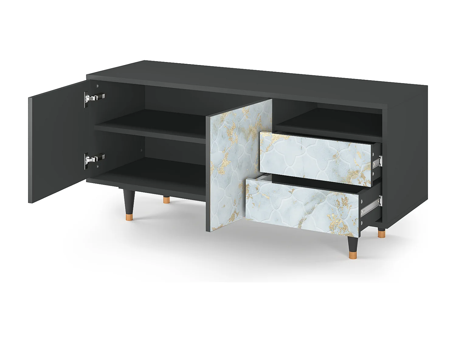 Meuble TV - 125х56х41 cm - T7 - Golden Waves, Anthracite