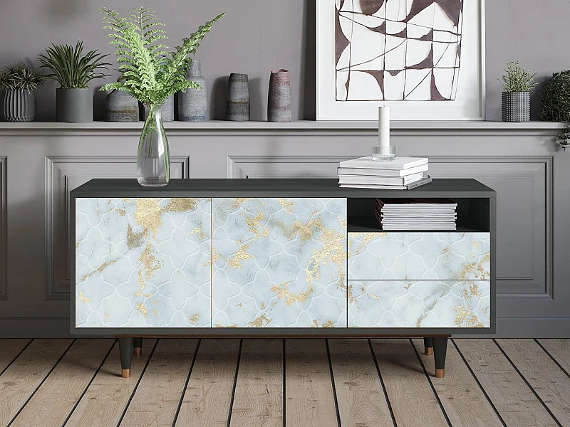 Meuble TV - 125х56х41 cm - T7 - Golden Waves, Anthracite