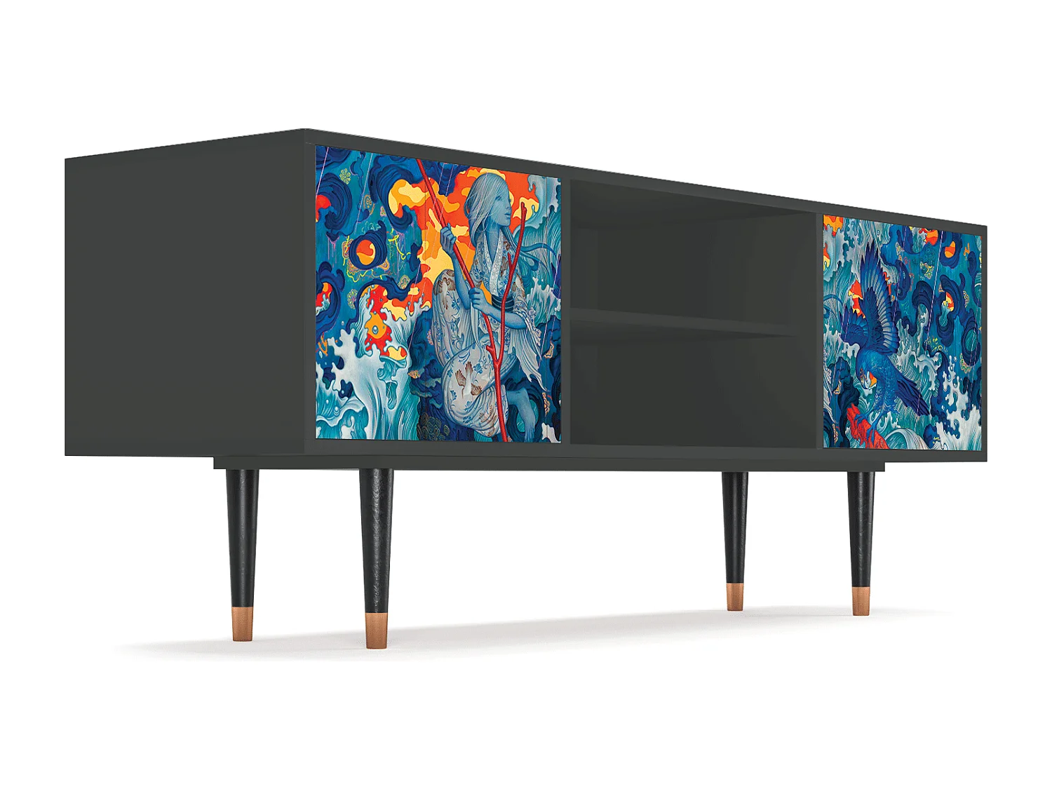 Meuble TV - 170х69х48 cm - T2 - The Girl - James Jean, Anthracite