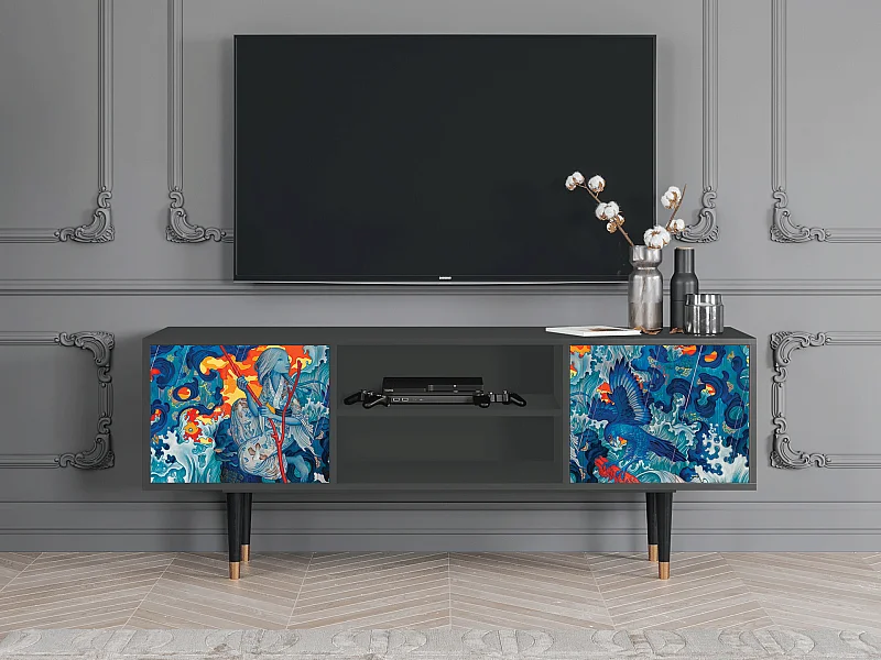 Meuble TV - 170х69х48 cm - T2 - The Girl - James Jean, Anthracite