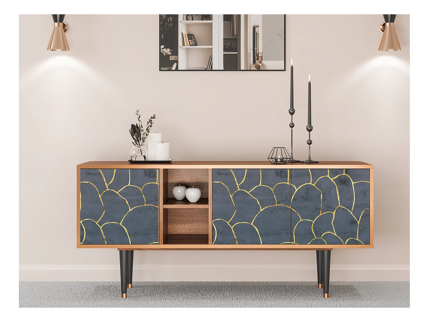 Meuble TV - 150х69х41 cm - T5 - Blue Lagoon, Noyer
