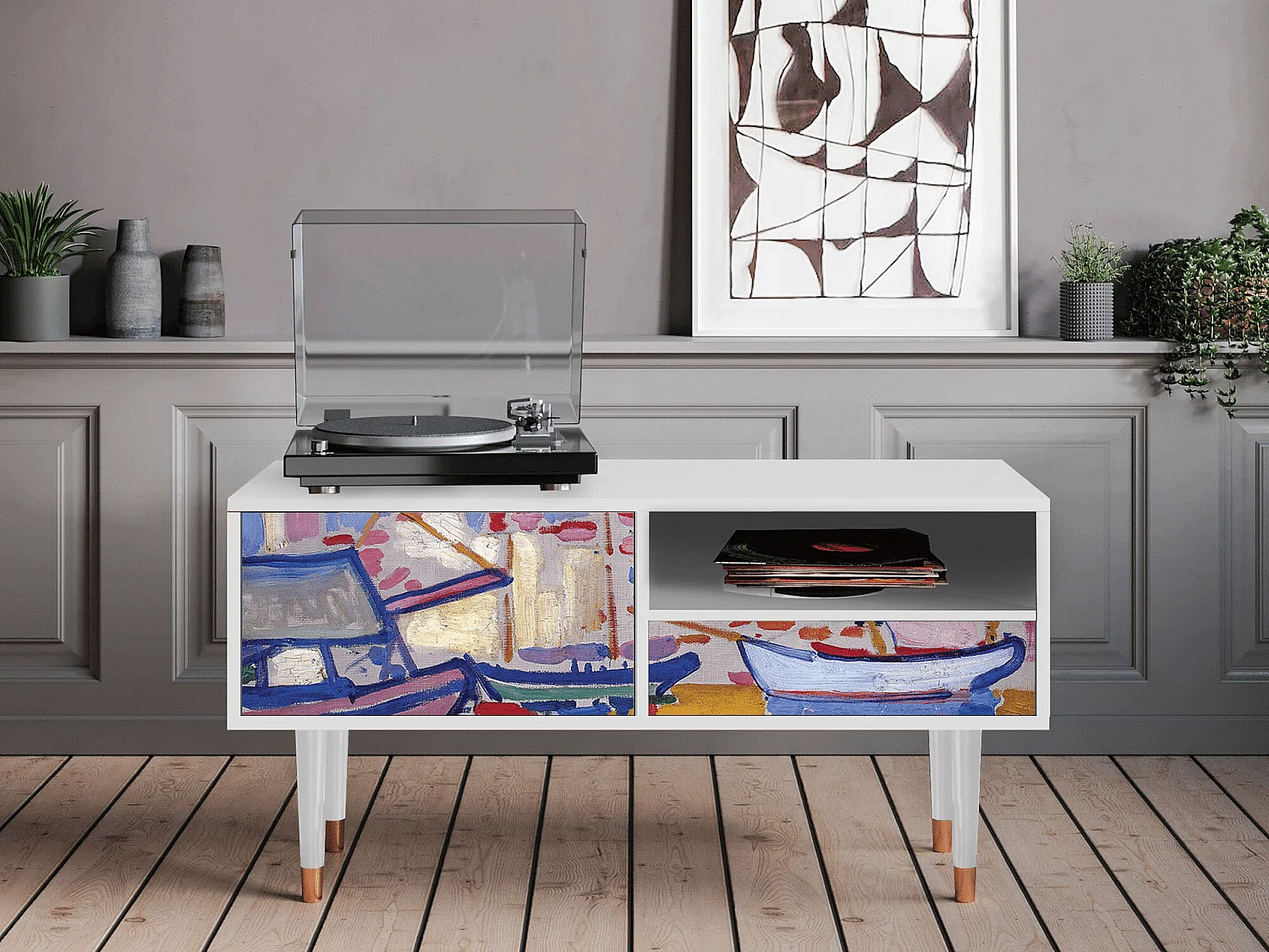 TV-Möbel - 115х59х48 cm - T3 - The Port of Collioure , Weiß