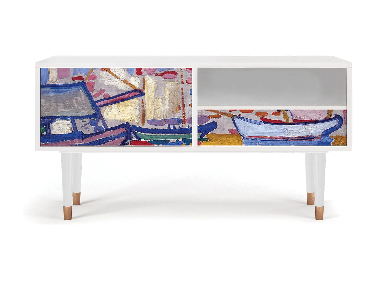 Szafka RTV - 115х59х48 cm - T3 - The Port of Collioure , Biały