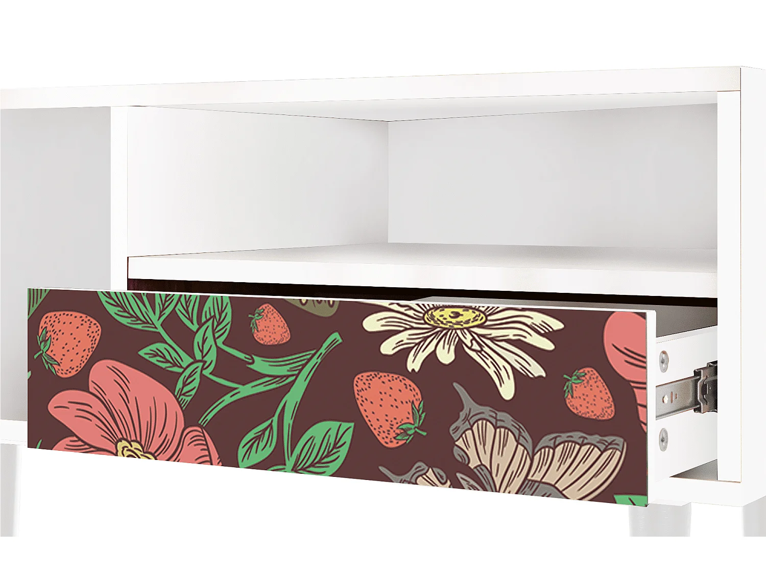 Szafka RTV - 115х59х48 cm - T3 - Alice in Wonderland, Biały