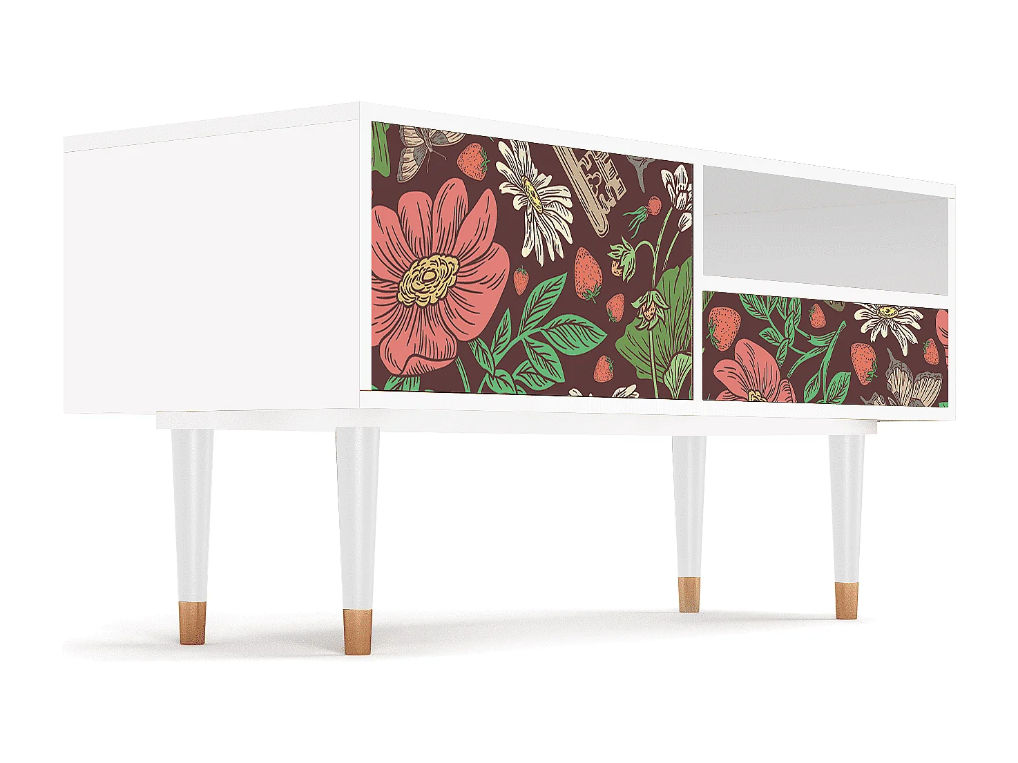 Meuble TV - 115х59х48 cm - T3 - Alice in Wonderland, Blanc