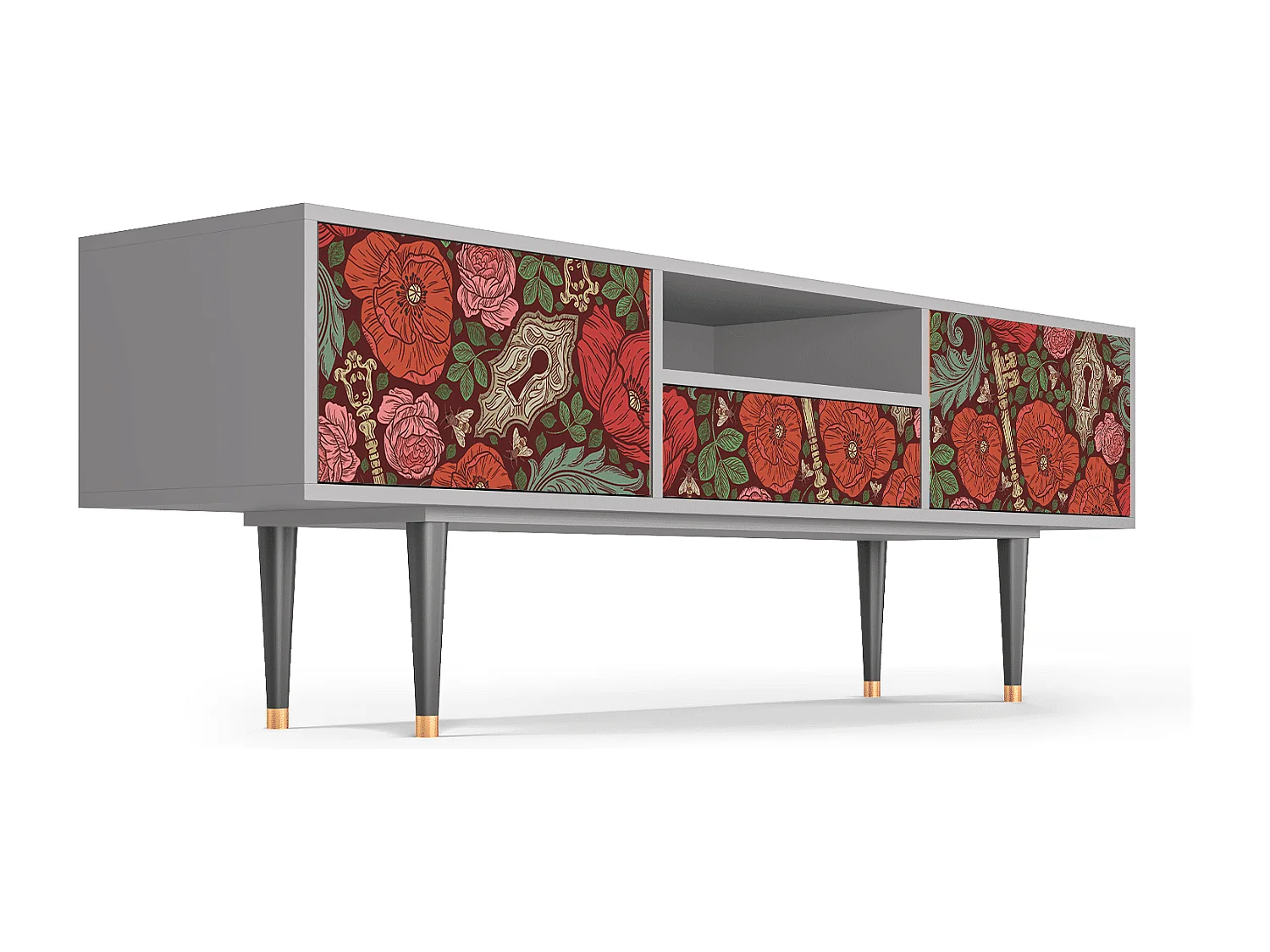 TV-Möbel - 170х59х41 cm - T6 - Poppy Garden, Grau