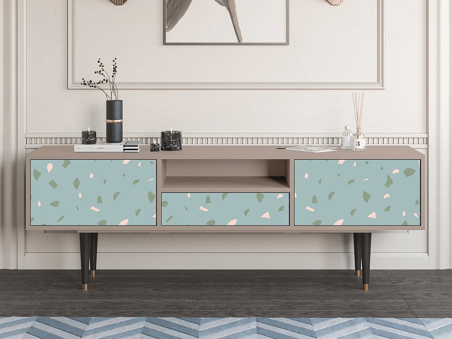 Meuble TV - 170х59х41 cm - T6 - Blue Drops, Latte