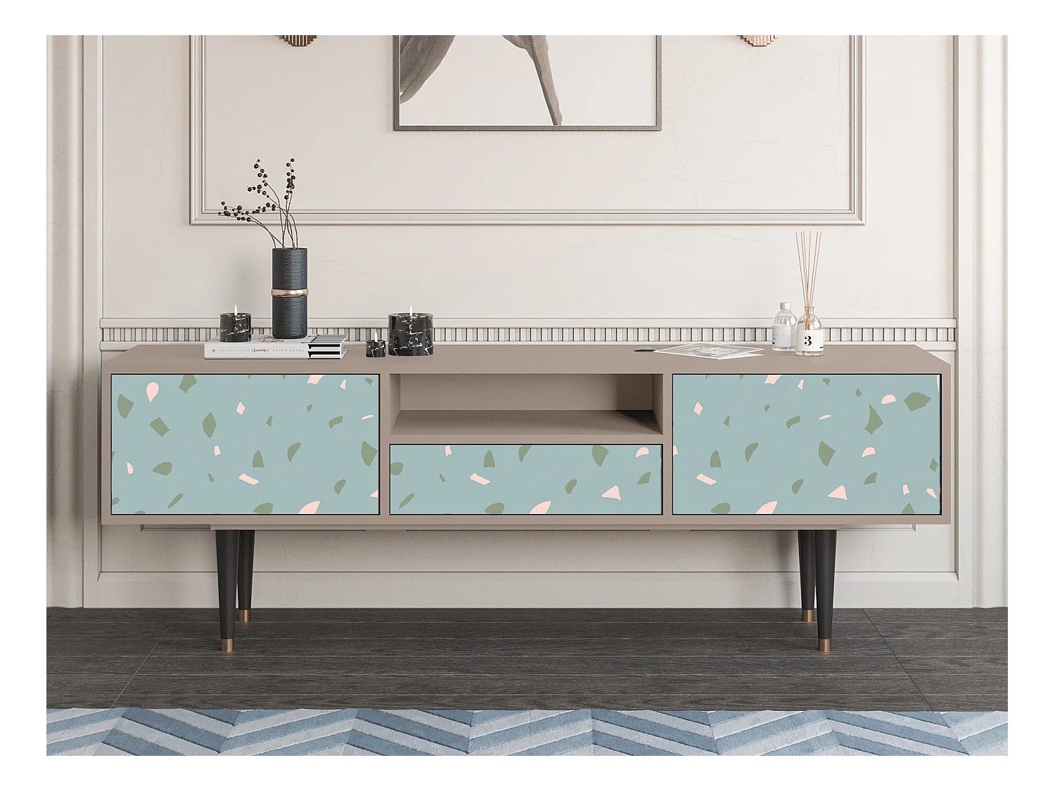 Meuble TV - 170х59х41 cm - T6 - Blue Drops, Latte