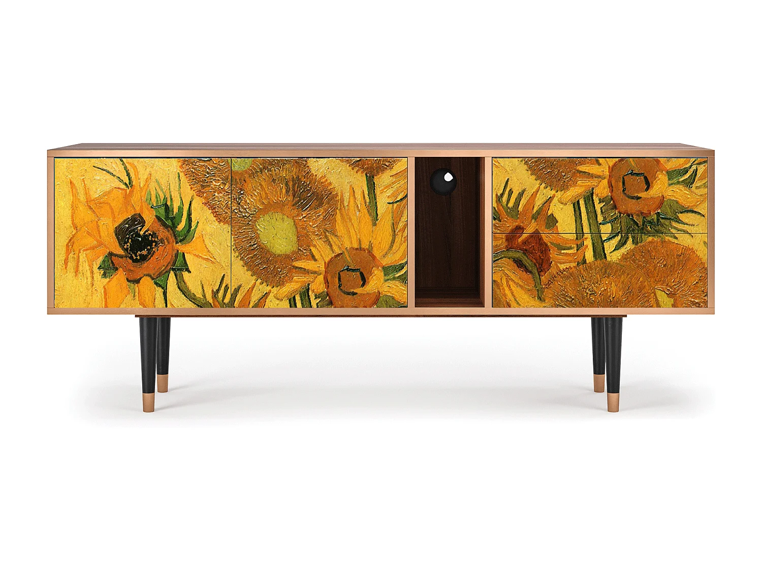 Mobile TV - 170х69х48 cm - T1 - Sunflowers, Noce
