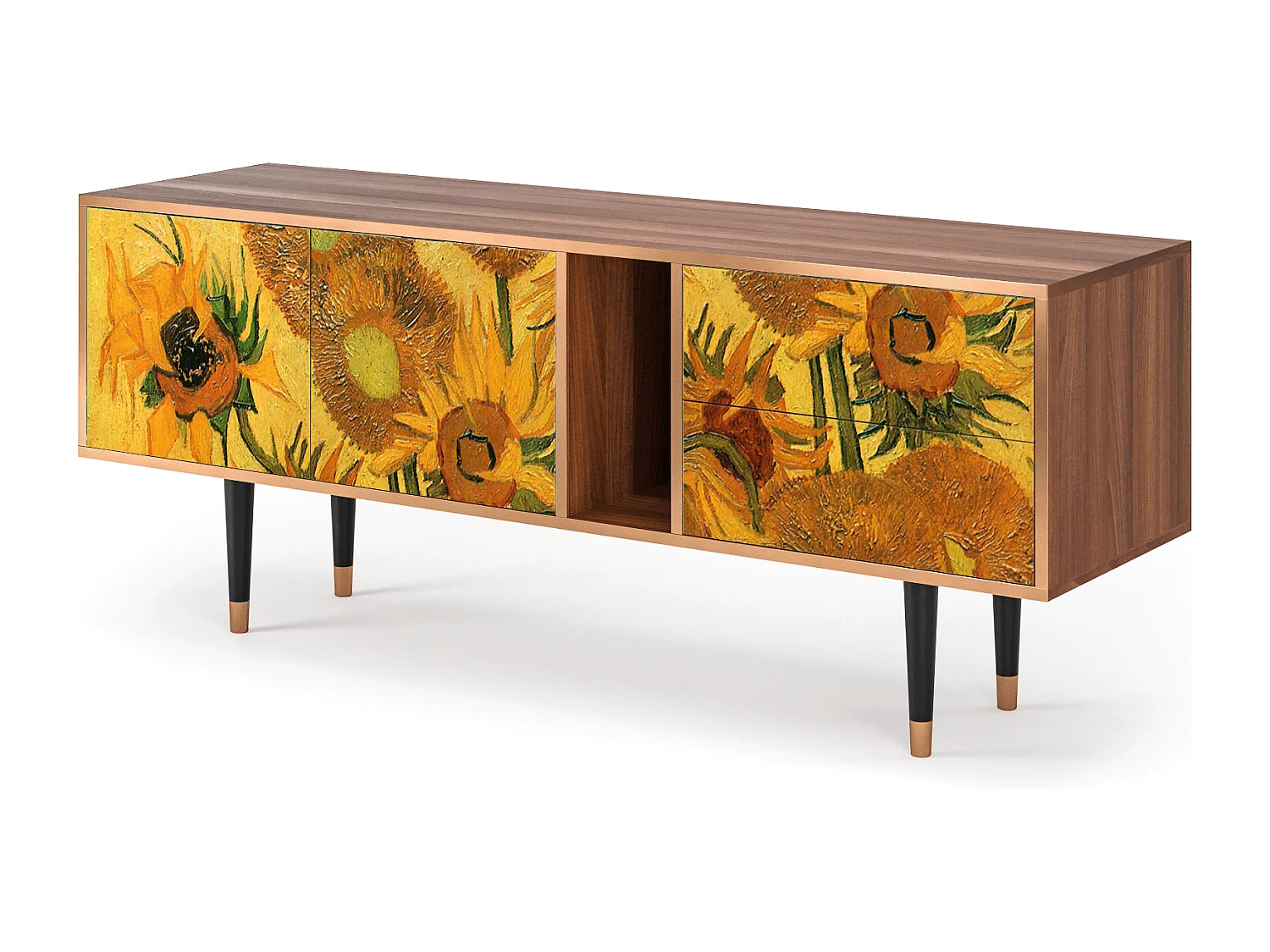 Mobile TV - 170х69х48 cm - T1 - Sunflowers, Noce