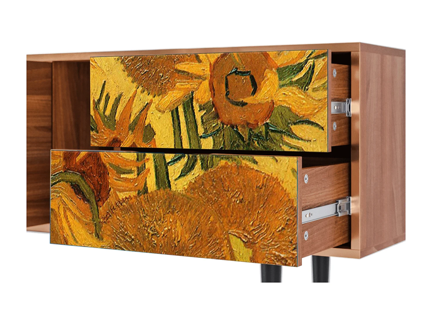Mobile TV - 170х69х48 cm - T1 - Sunflowers, Noce