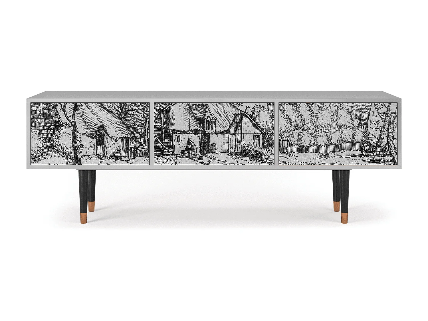 Mueble de TV - 170х59х48 cm - T4 - Farms in a Village, Gris