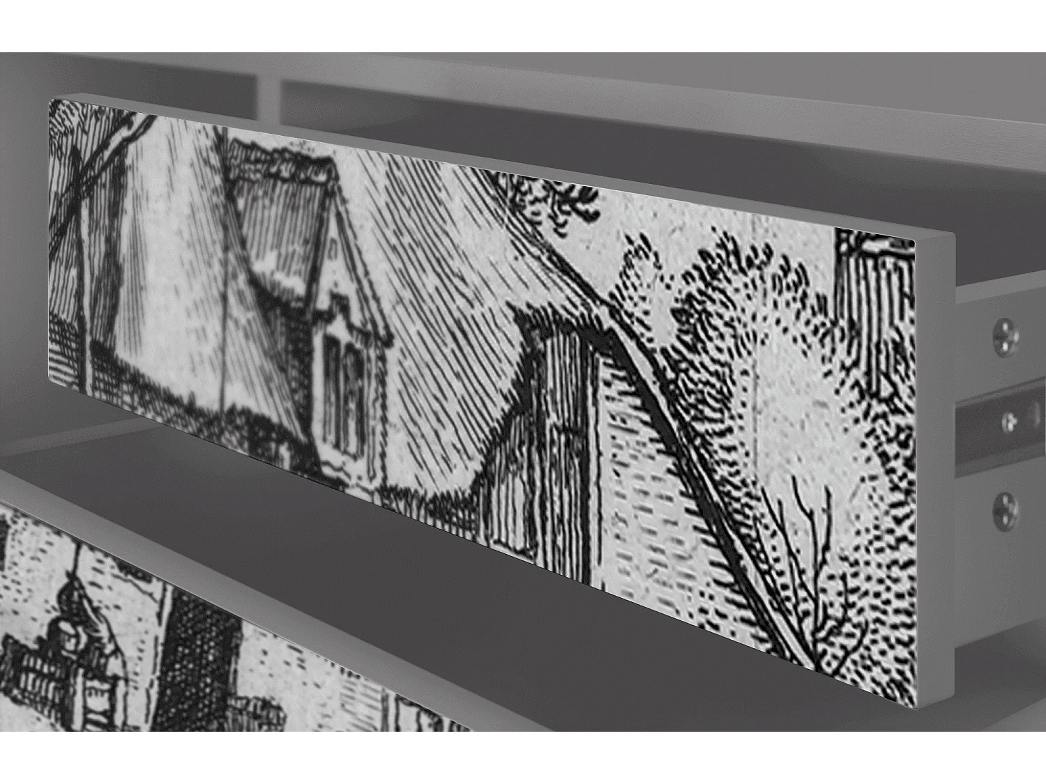 Mueble de TV - 170х59х48 cm - T4 - Farms in a Village, Gris