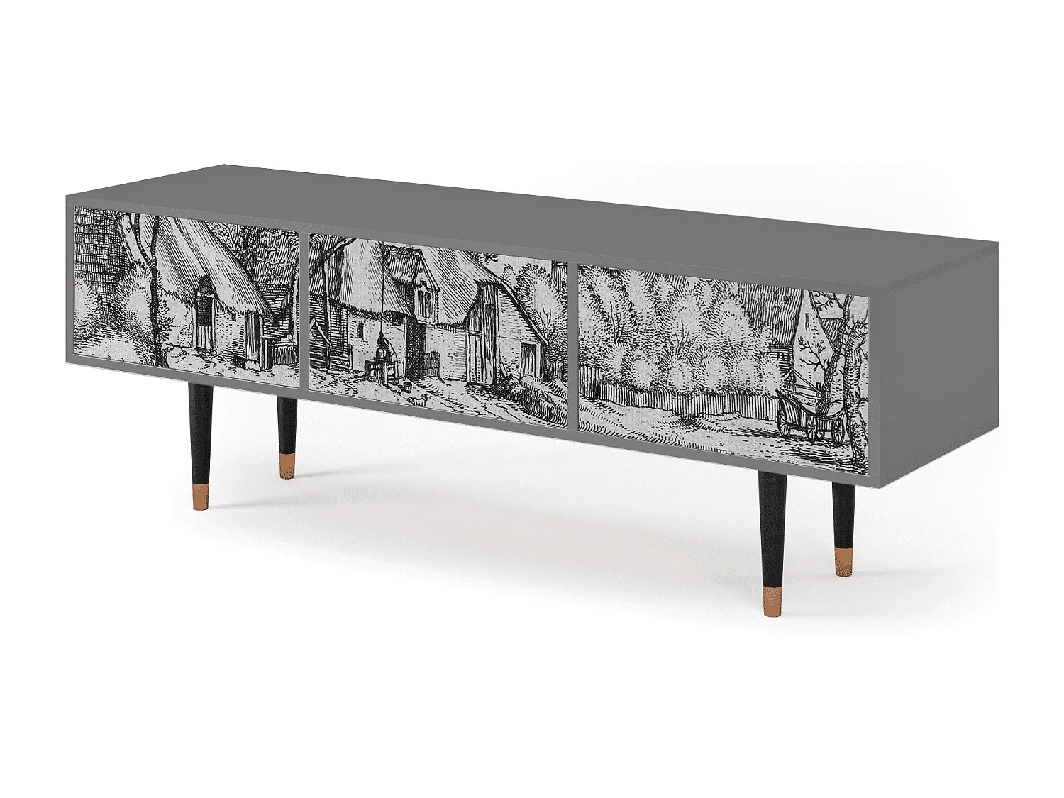 Meuble TV - 170х59х48 cm - T4 - Farms in a Village, Gris