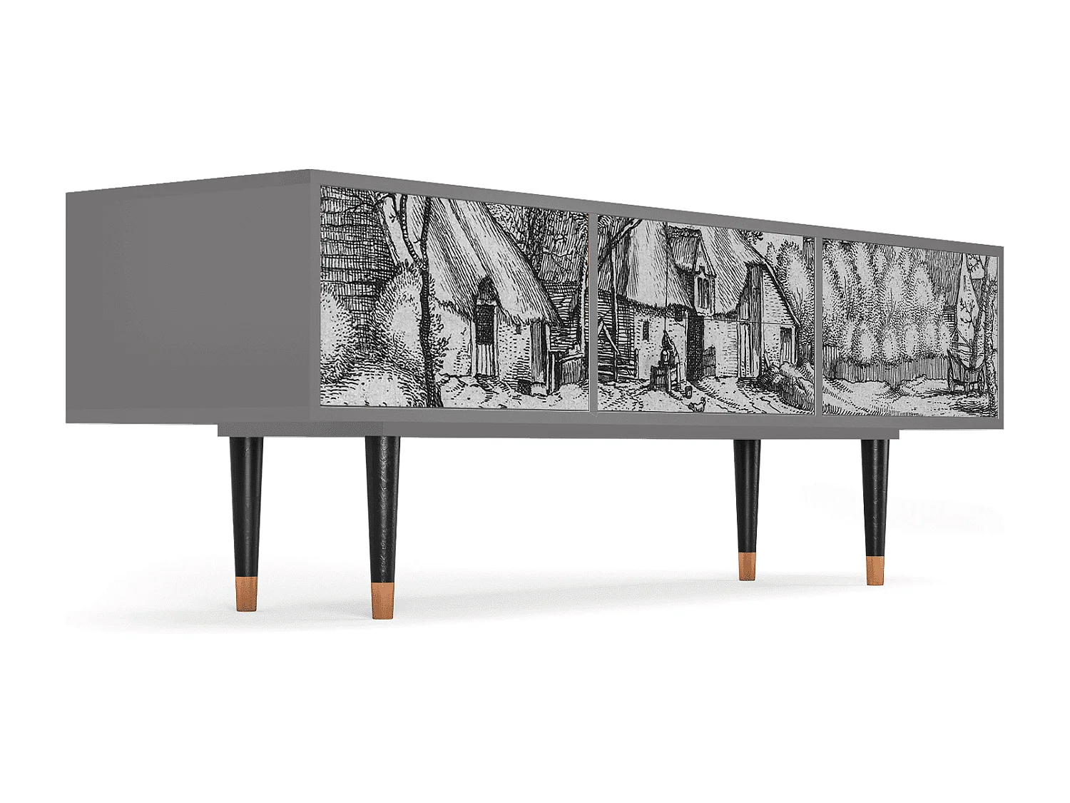 Meuble TV - 170х59х48 cm - T4 - Farms in a Village, Gris