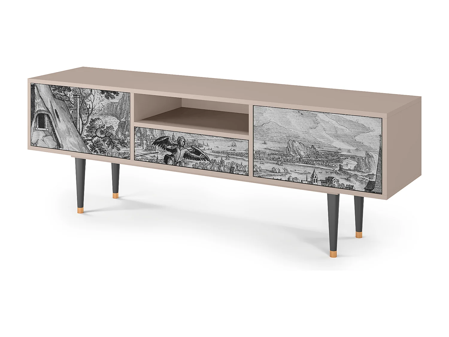 TV-Möbel - 170х59х41 cm - T6 - Abstract Expressionism, Latte