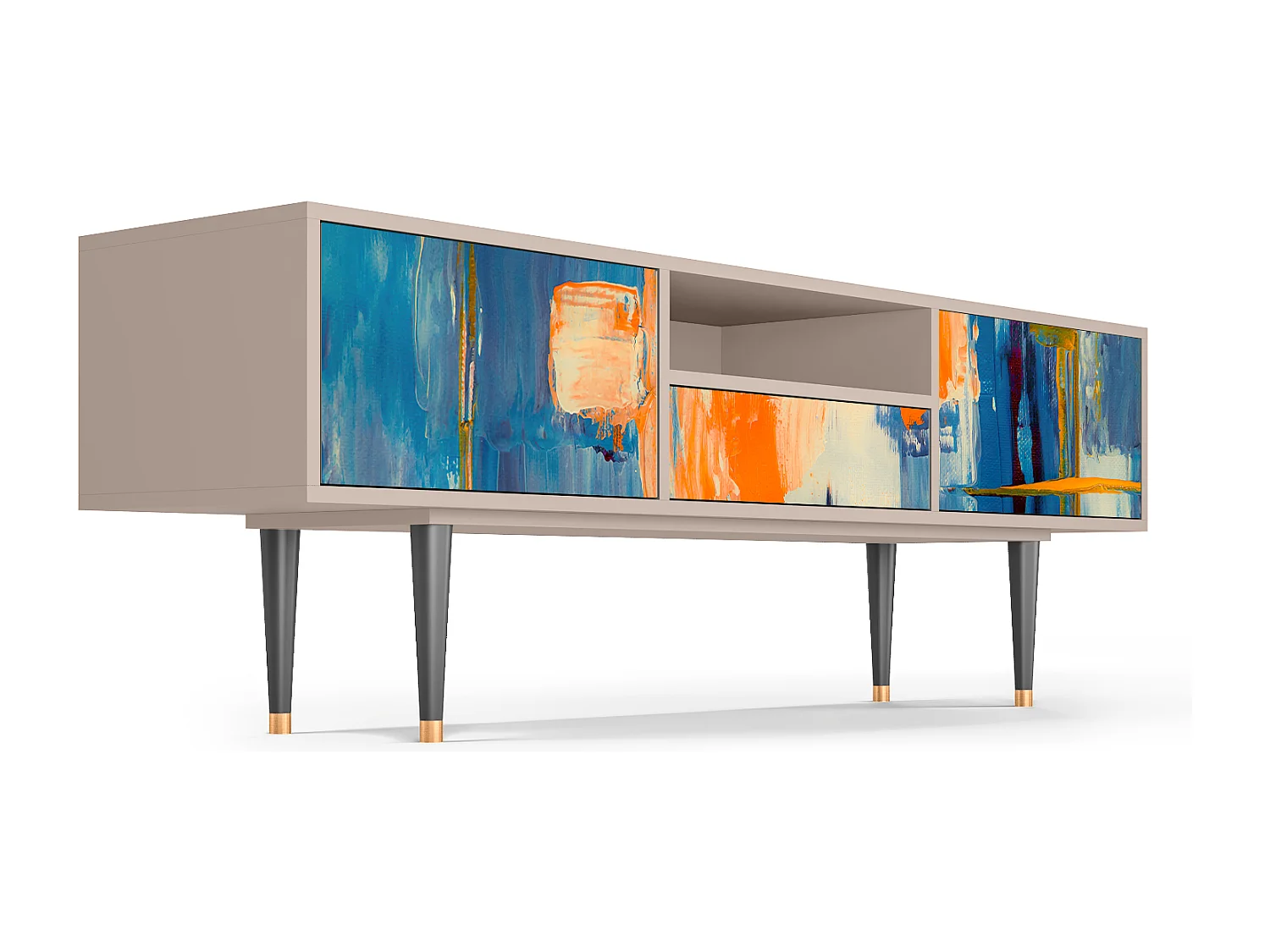 Meuble TV - 170х59х41 cm - T6 - Abstract Expressionism, Latte