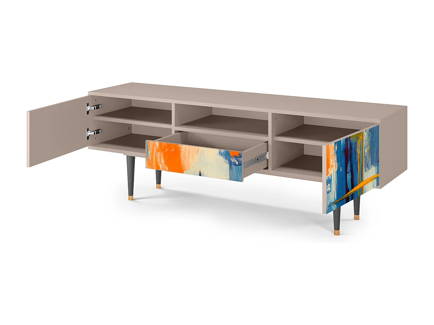 Meuble TV - 170х59х41 cm - T6 - Abstract Expressionism, Latte