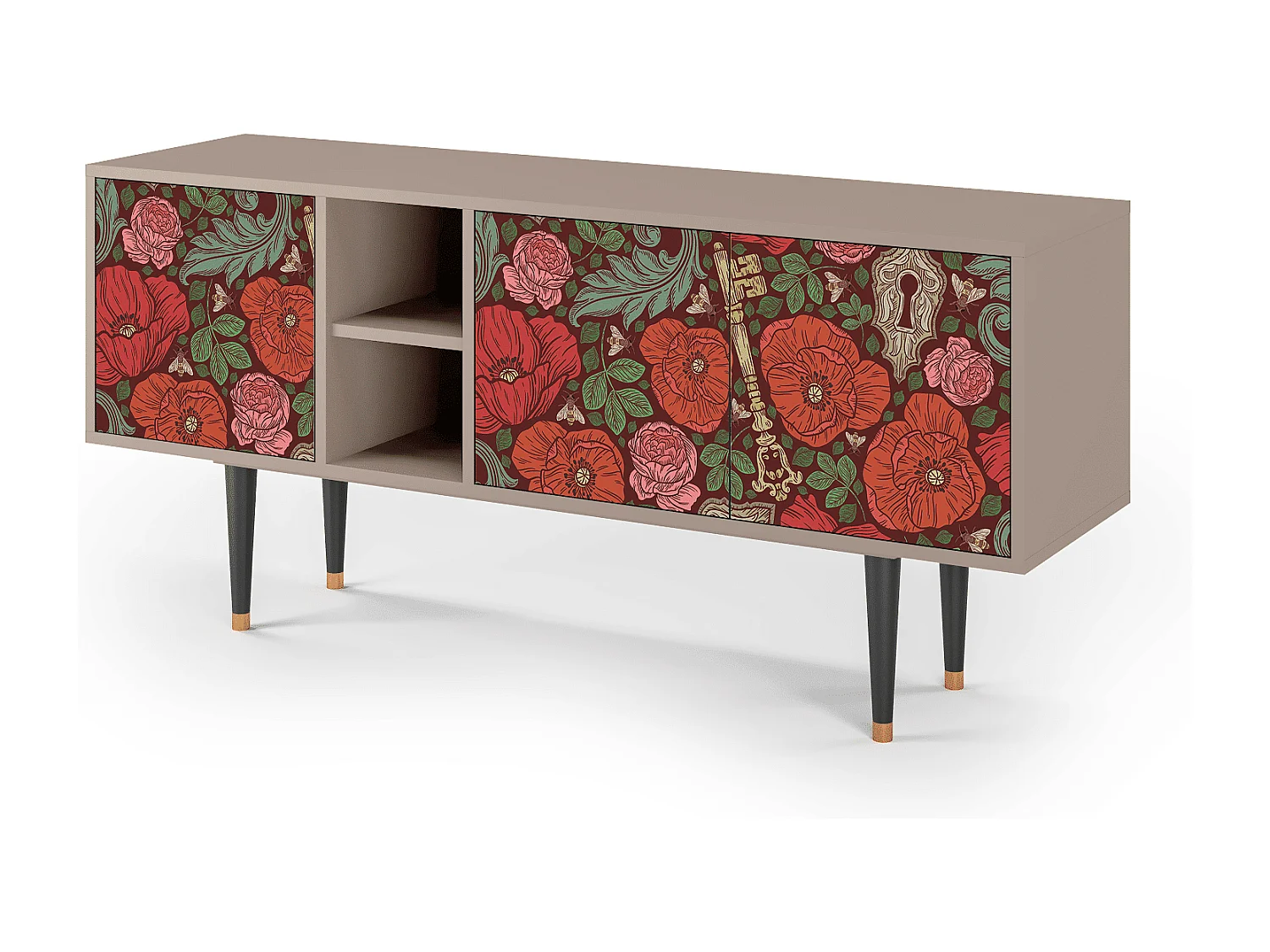 Mobile TV - 150х69х41 cm - T5 - Poppy Garden, Latte