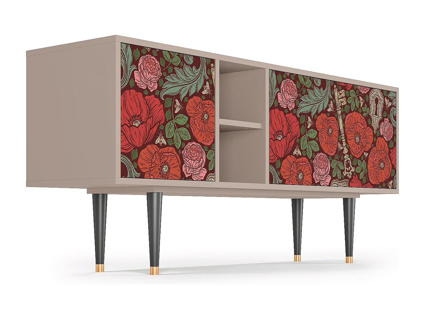 Mobile TV - 150х69х41 cm - T5 - Poppy Garden, Latte