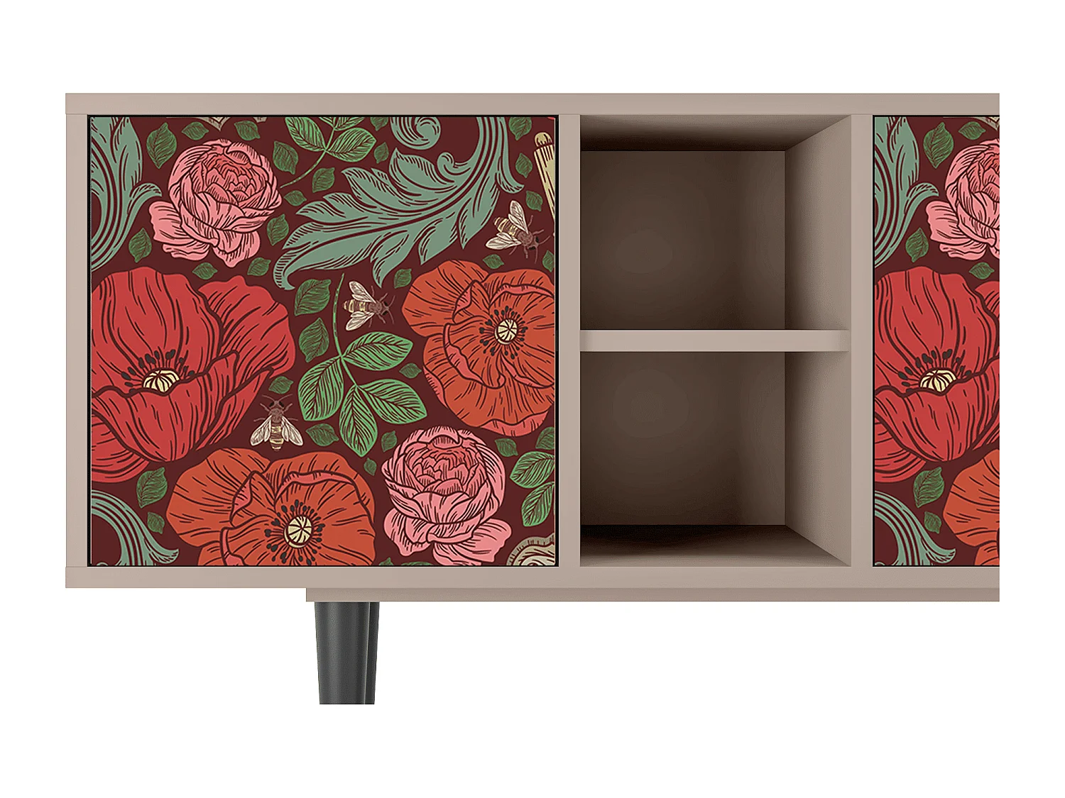 Mobile TV - 150х69х41 cm - T5 - Poppy Garden, Latte