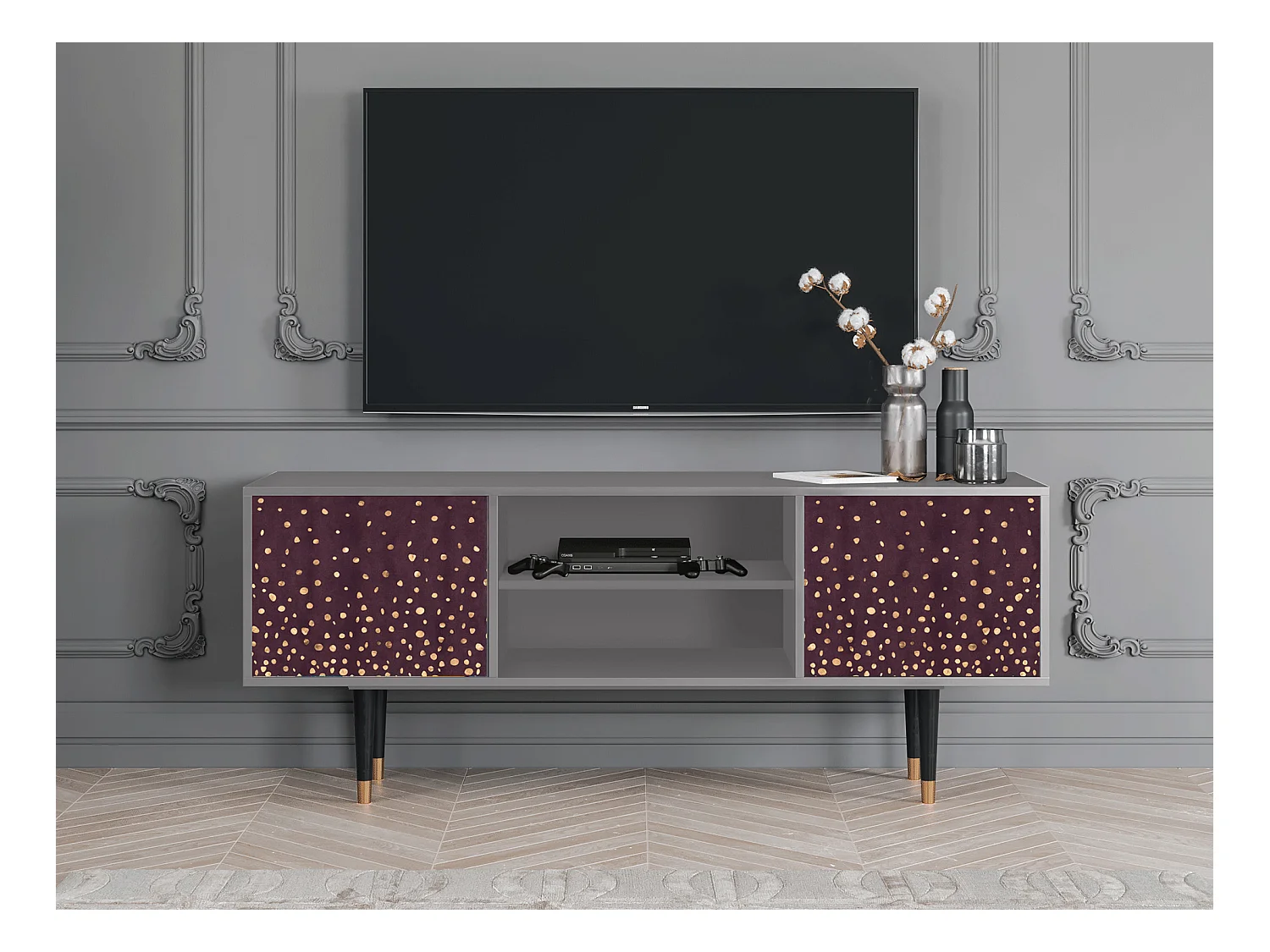 Meuble TV - 170х69х48 cm - T2 - Glowworms, Gris