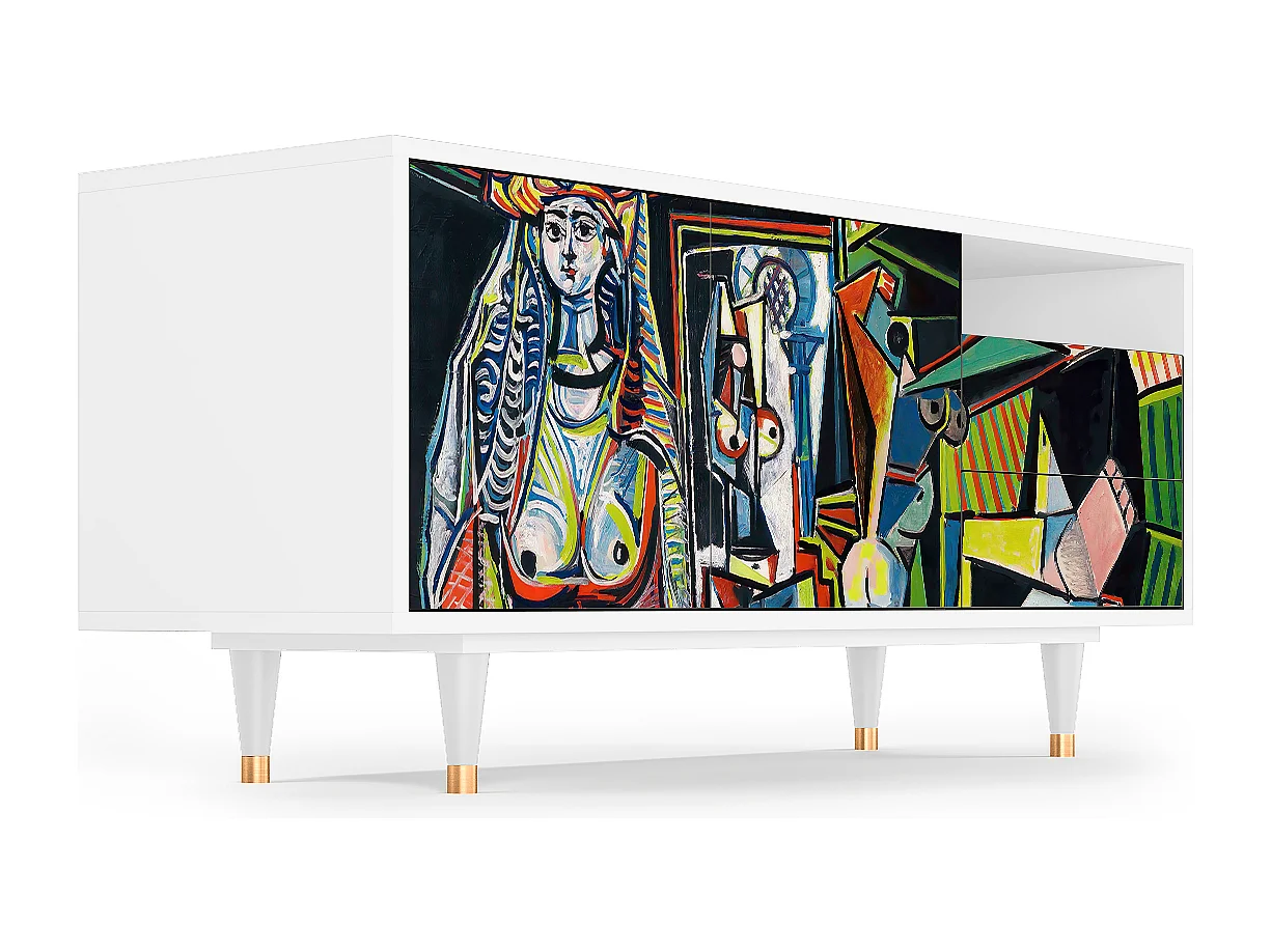 Meuble TV - 125х56х41 cm - T7 - Women of Algiers, Blanc