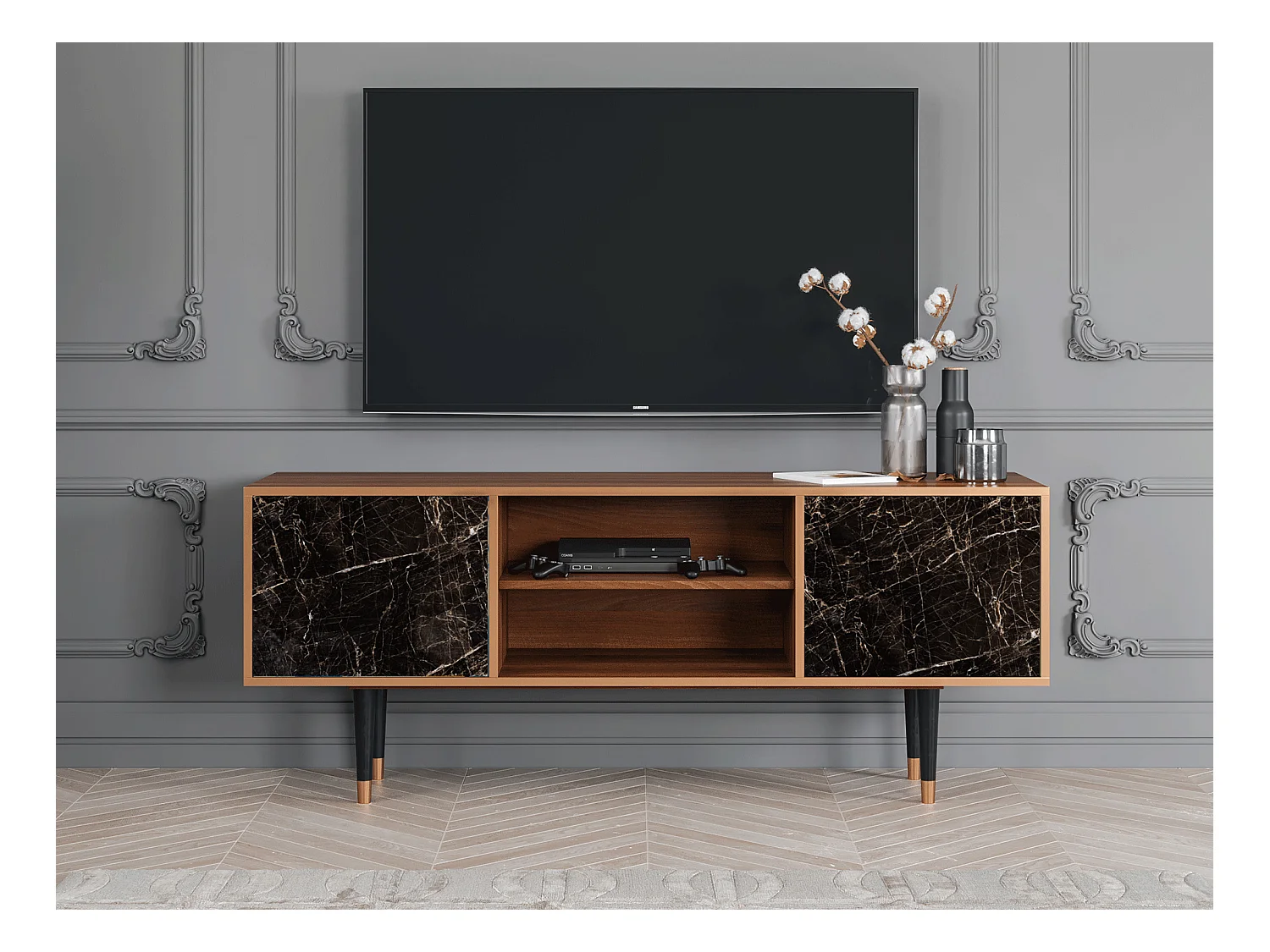 Meuble TV - 170х69х48 cm - T2 - Night Abyss, Noyer