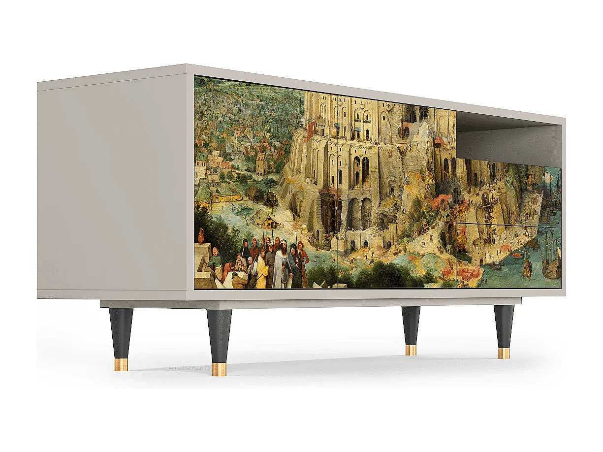 Meuble TV - 125х56х41 cm - T7 - Elder The Tower, Sable