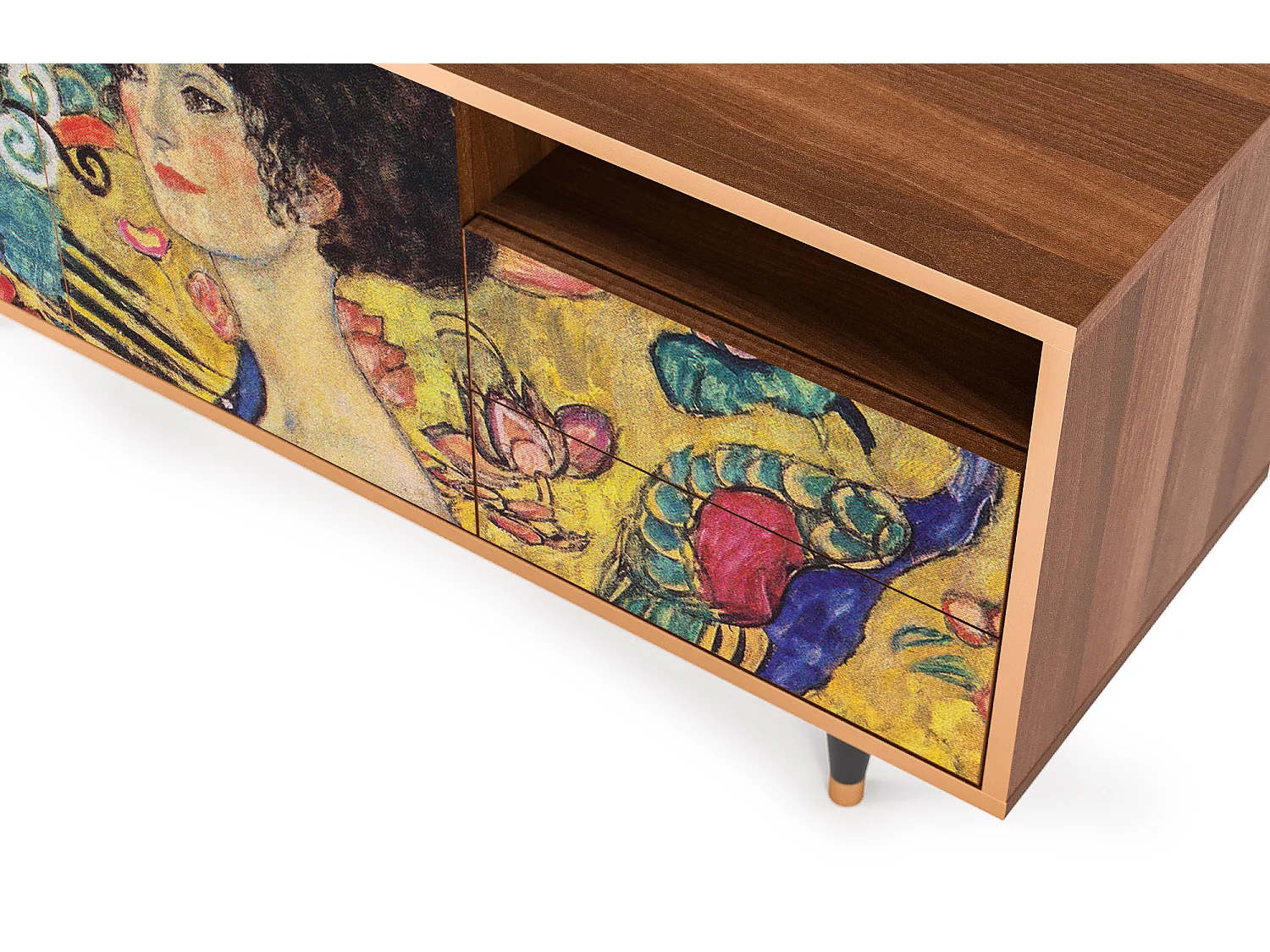 TV-Möbel - 125х56х41 cm - T7 - Lady with Fan by Klimt, Walnuss