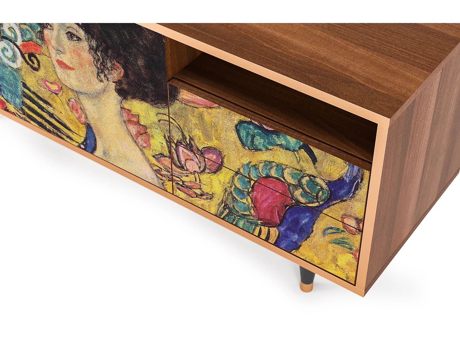 Mobile TV - 125х56х41 cm - T7 - Lady with Fan by Klimt, Noce