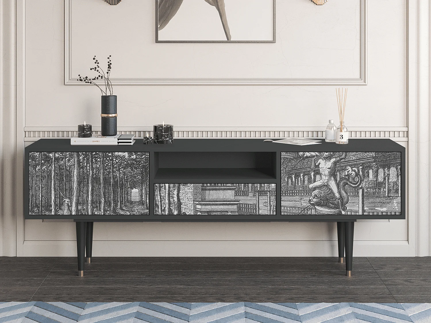 TV-Möbel - 170х59х41 cm - T6 - View of the Piazza, Anthrazit