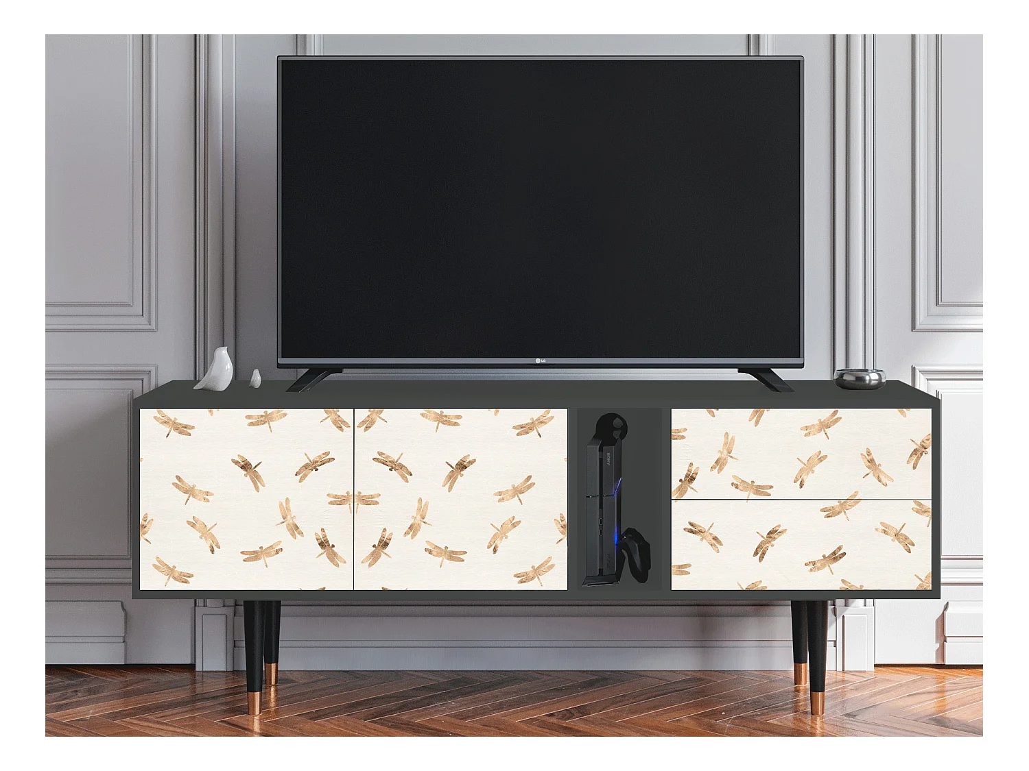 Mobile TV - 170х69х48 cm - T1 - Nude Dragonflies, Antracite