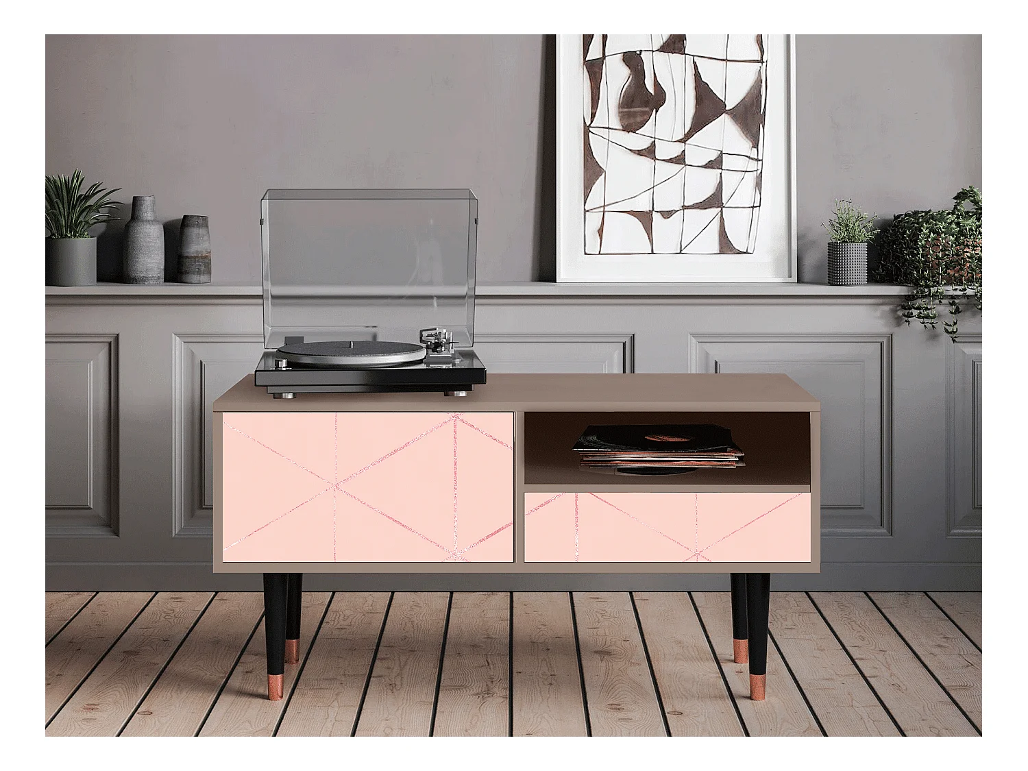Meuble TV - 115х59х48 cm - T3 - Rose Quartz, Latte