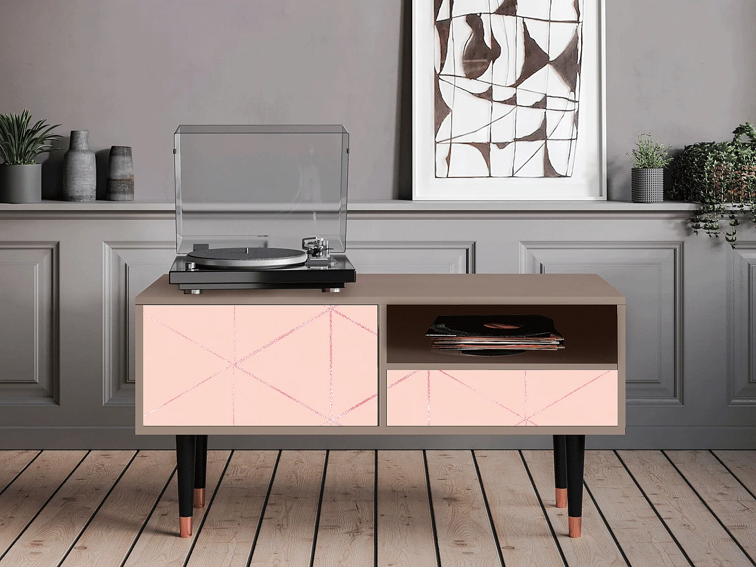 TV-Möbel - 115х59х48 cm - T3 - Rose Quartz, Latte