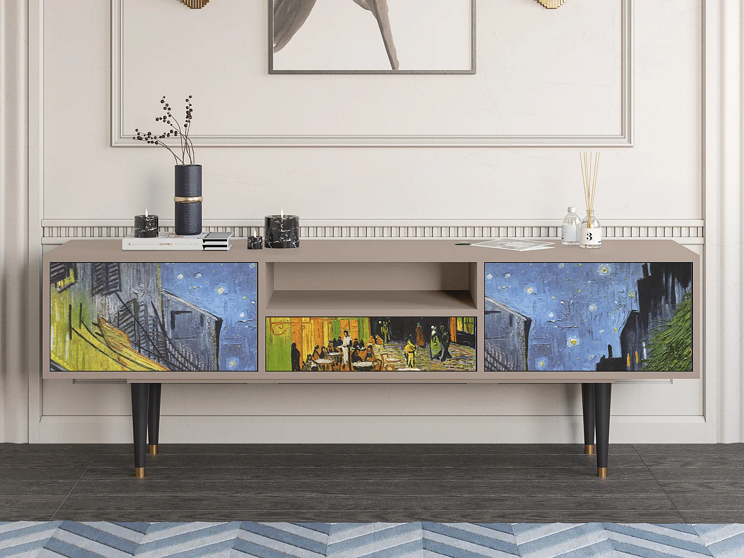 TV-Möbel - 170х59х41 cm - T6 - Café Terrace at Night, Latte