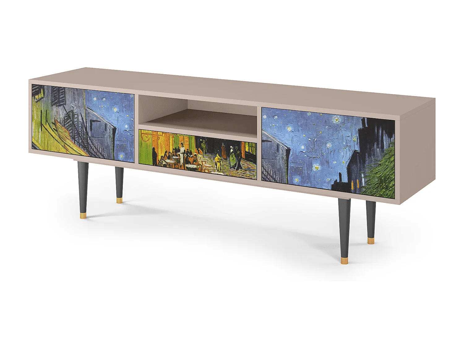 Meuble TV - 170х59х41 cm - T6 - Café Terrace at Night, Latte