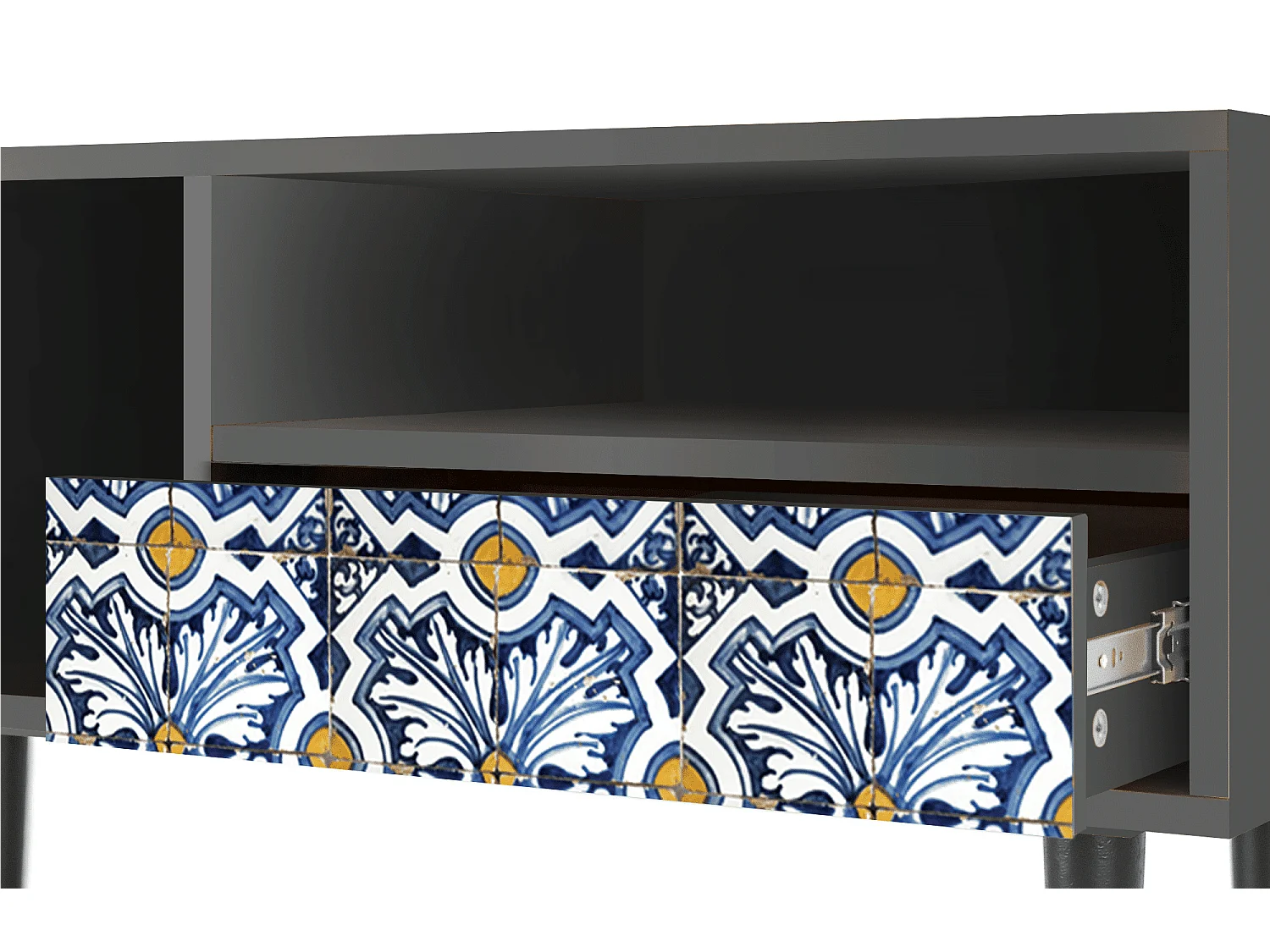 Meuble TV - 115х59х48 cm - T3 - Lovely Cornflowers, Anthracite