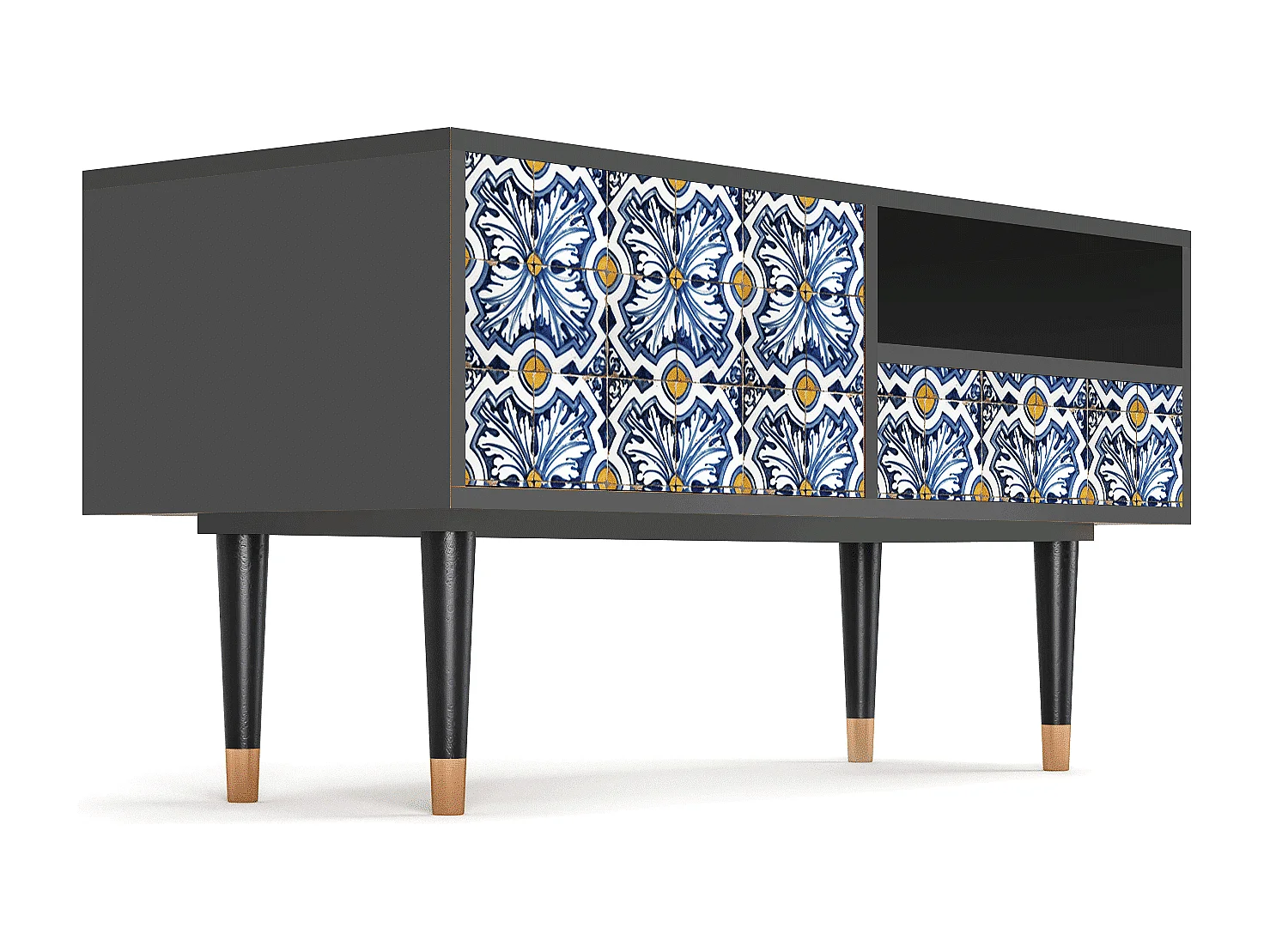 TV-meubel - 115х59х48 cm - T3 - Lovely Cornflowers, Antraciet