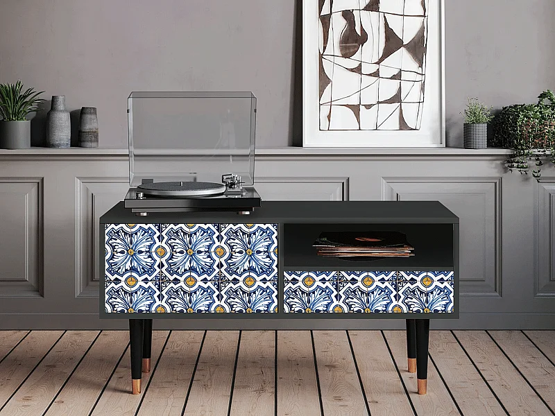 Mobile TV - 115х59х48 cm - T3 - Lovely Cornflowers, Antracite