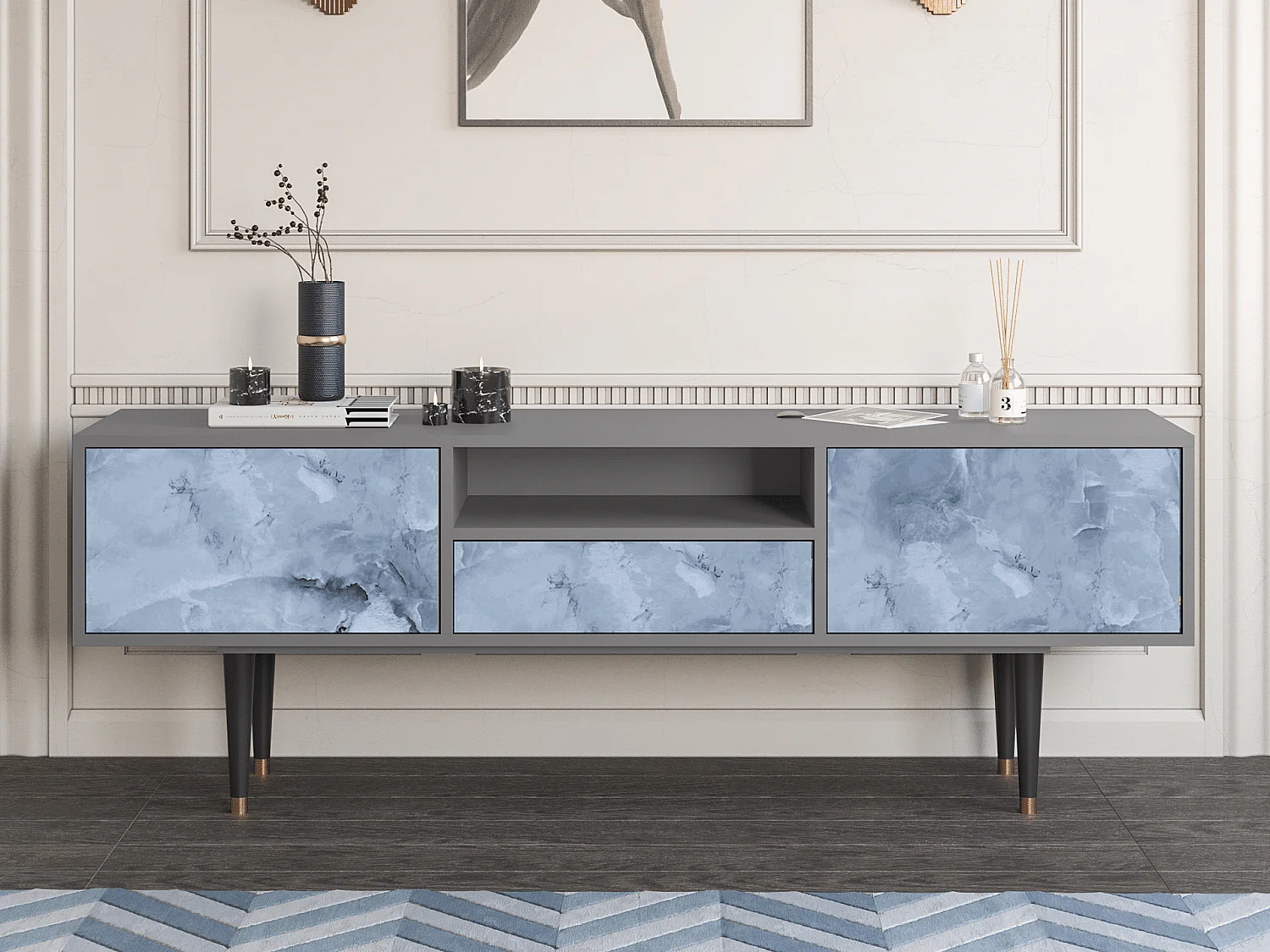 Mobile TV - 170х59х41 cm - T6 - Feather Ice, Grigio