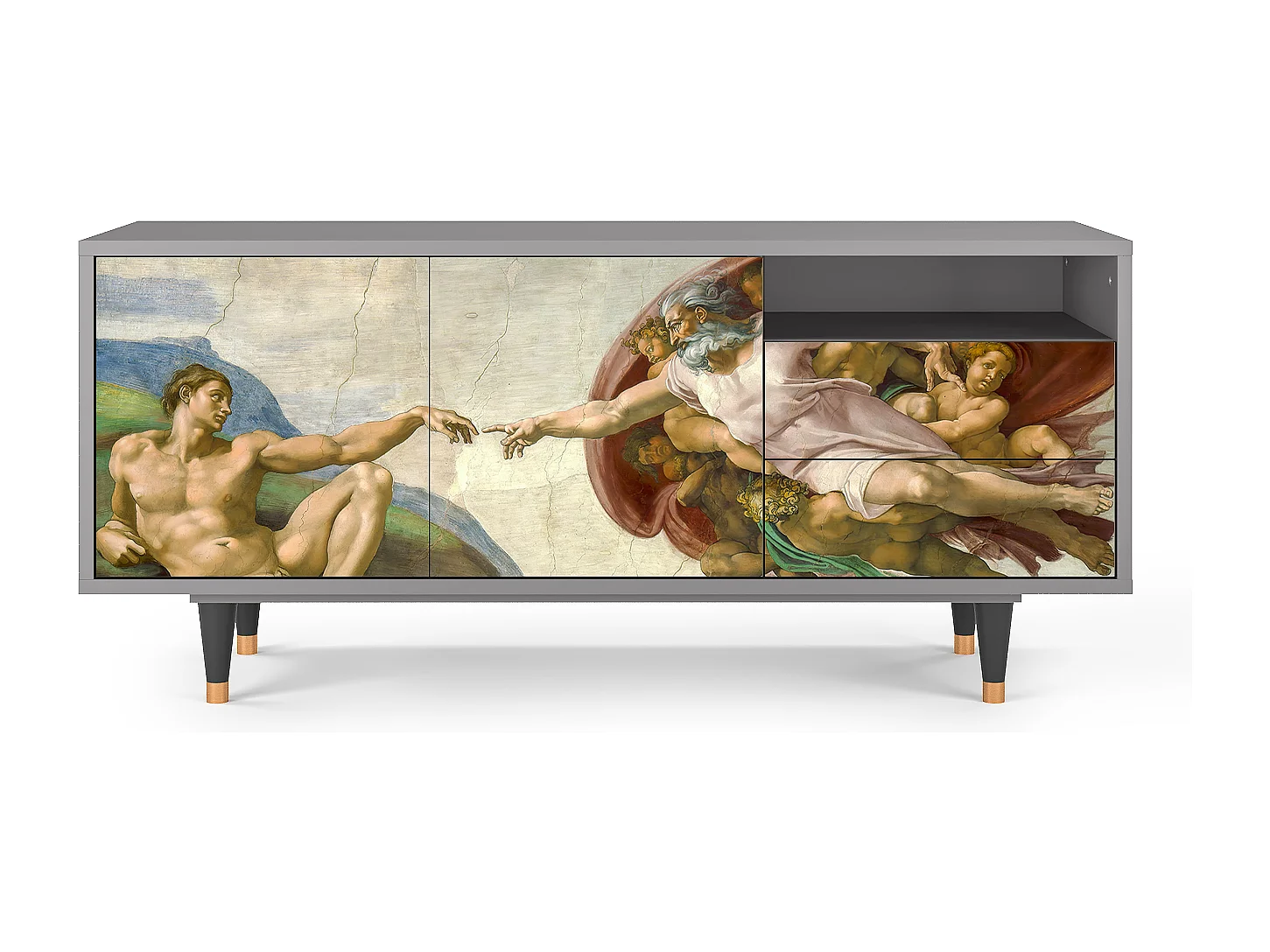 Szafka RTV - 125х56х41 cm - T7 - The Creation of Adam, Szary