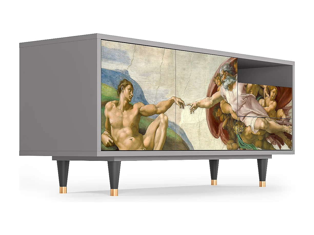 Szafka RTV - 125х56х41 cm - T7 - The Creation of Adam, Szary